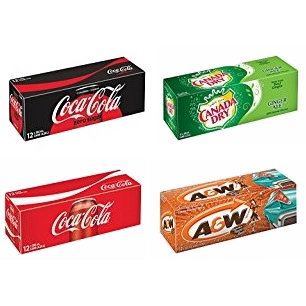  精选可口可乐、无糖可乐、加拿大姜汁汽水、A&W根汁汽水（355ml x 12罐）5.6折 3.79-3.99加元！