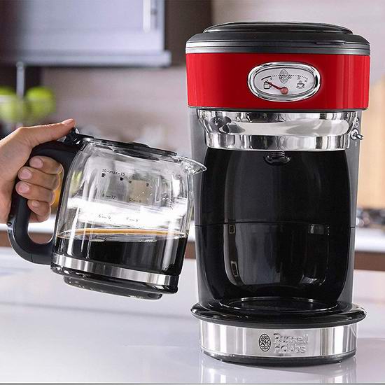  金盒头条：历史新低！Russell Hobbs 领豪 Retro 红色复古不锈钢咖啡机5折 59.4加元包邮！