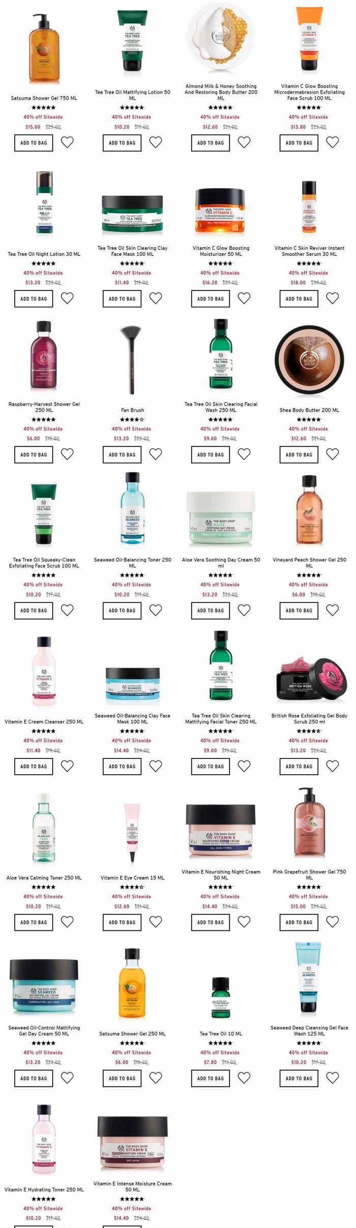 The Body Shop 美体小铺 全场美体护肤品6折优惠！