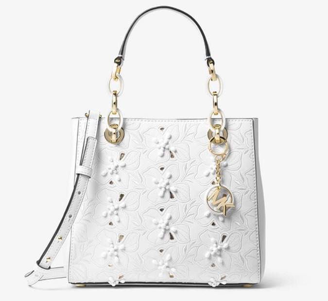  MICHAEL KORS Cynthia 小号花卉刺绣戴妃包 白色款 192.6加元，原价 428加元，包邮