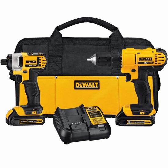  DEWALT 得伟 DCK240C2 20伏 MAX 紧凑型电钻+冲击起子套装7.1折 177加元包邮！