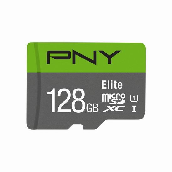  历史新低！PNY Elite UHS-I U1 microSDHC 128GB闪存卡2.2折 21.78加元！