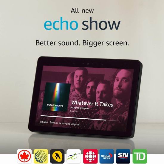  历史新低！亚马逊 Echo Show 第二代 智能音箱 买一送一，变相5折 149.99加元！两色可选！