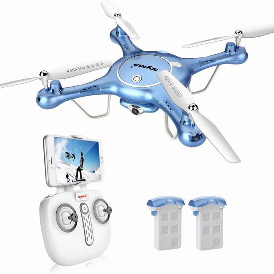  Syma 司马航模 X5UW Wifi 720P FPV实时传输 Wifi体感手机遥控 四轴航拍无人机+双电池 58.56加元限量特卖并包邮！
