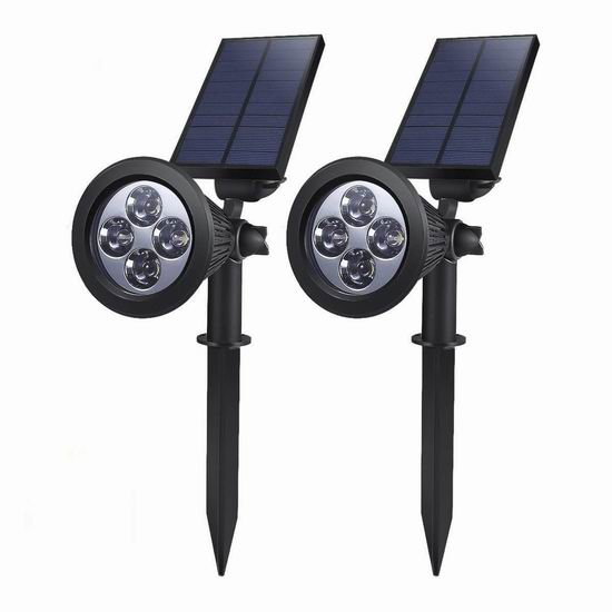  ALOVECO 4 LED 太阳能庭院射灯2件套3.3折 22.08-22.94加元限量特卖并包邮！2色可选！
