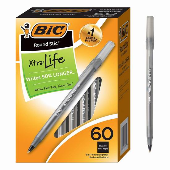  BIC 中号原子笔60只超值装5.1折 7.64加元！