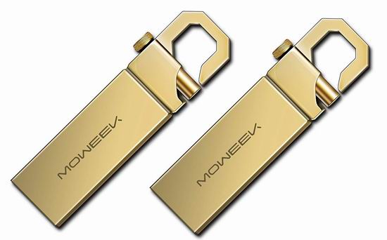  白菜价！历史新低！Moweek M16 USB 2.0 4GB 金色金属U盘2件套 5.99加元清仓！
