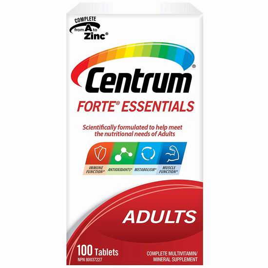  Centrum 善存 维生素+矿物质补充剂（100粒） 9.97加元！