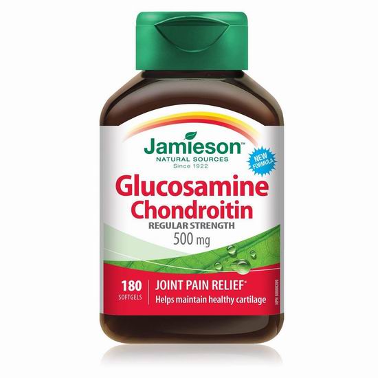  Jamieson 健美生 Glucosamine Chondroitin 维骨力 软骨素（500mg x 180粒） 14.3加元！另有900mg加强版14.3加元！