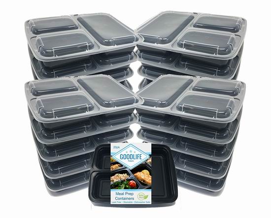  金盒头条：历史新低！MealStax 1000mL 方形三格带盖餐盒20件套 15.99-19.99加元！3款可选！