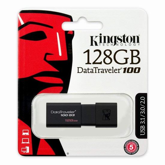  历史新低！Kingston Digital 金士顿 128GB 100 G3 USB 3.0 闪存盘/U盘 29.75加元！
