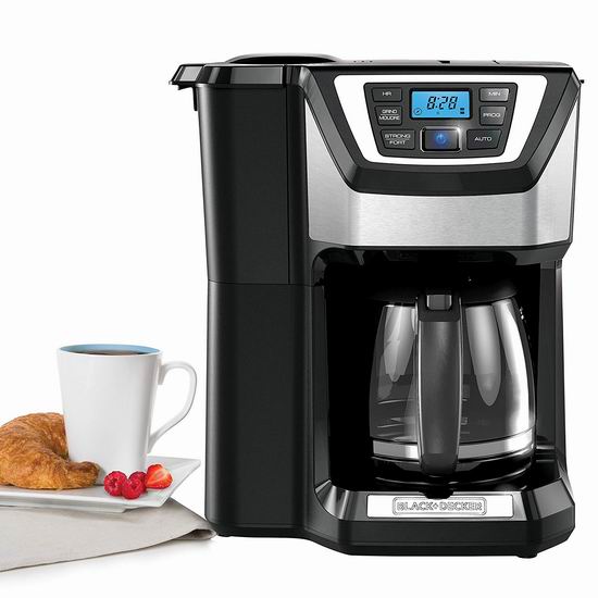  金盒头条：历史新低！BLACK+DECKER CM5000B Mill & Brew 12杯量 带磨豆功能 一体式可编程咖啡机 69.99加元包邮！