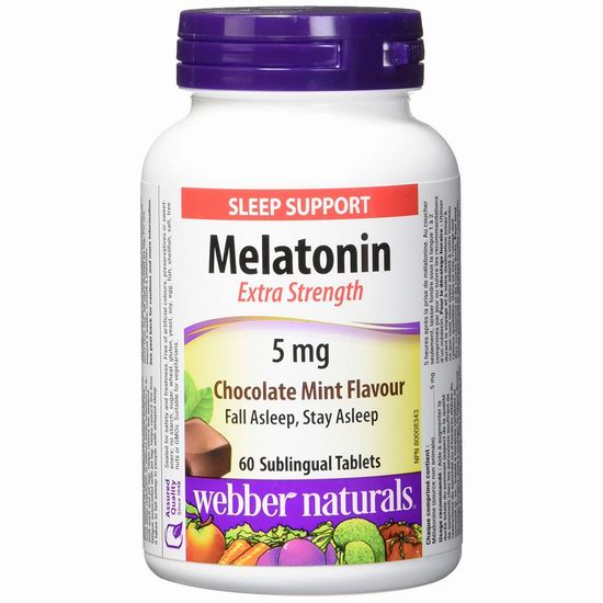  Webber Naturals Melatonin 健康睡眠 强效褪黑素片（5mg x 60片） 5.31加元！