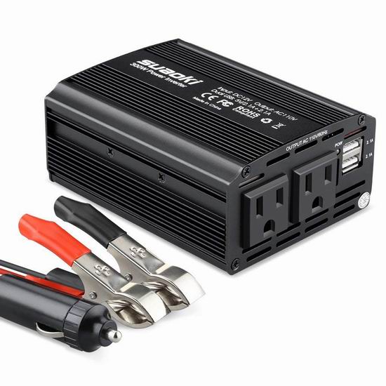  SUAOKI 300W 双插座+双USB充电 车载变压器 16.99加元限量特卖！