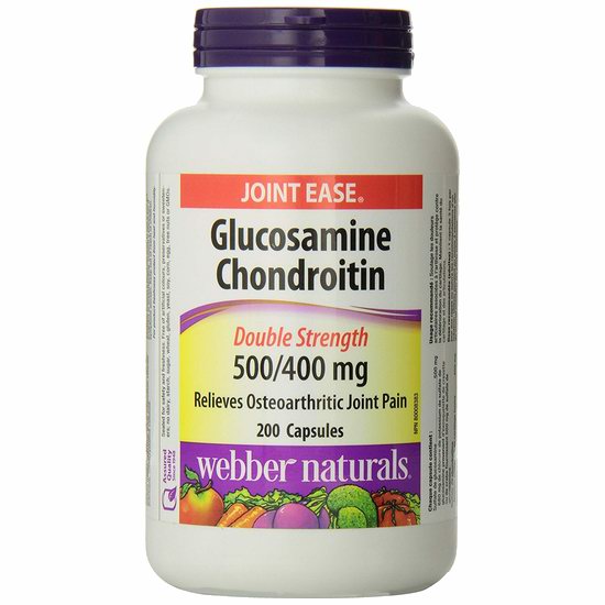  历史最低价！Webber Naturals Glucosamine Chondroitin 强效配方 维骨力+软骨素（900mg x 200粒）6.6折 24.93加元包邮！