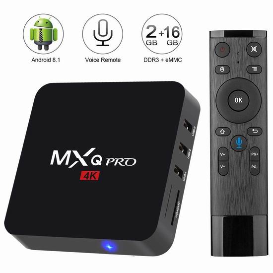  kingbox MXQ Pro 语音遥控 网络电视机顶盒（2GB/16GB） 44.99加元限量特卖并包邮！