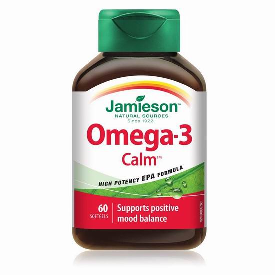  历史最低价！Jamieson 健美生 Omega-3 Calm 安神静心减压 鱼油胶囊（1000mg x 60粒） 11.66加元包邮！
