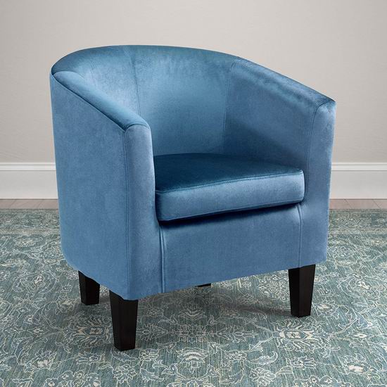  历史新低！CorLiving C Antonio Lad-728-C 时尚蓝色绒面 单人沙发5折 154.99加元包邮！