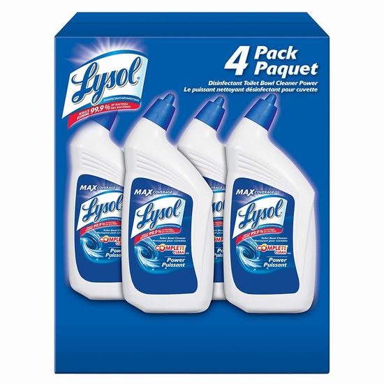  Lysol 来苏尔 10倍强力清洁 马桶专用消毒剂/洁厕灵（4 x 946 ml） 10.89加元（原价 12.77加元）！每瓶2.72加元