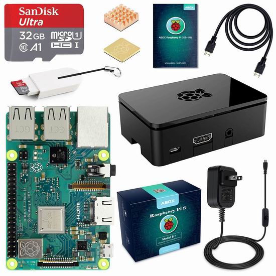  ABOX Raspberry Pi 3 树莓派3 Model B+ 主机板+SD卡+电源 终极入门套件 84.99加元限量特卖并包邮！