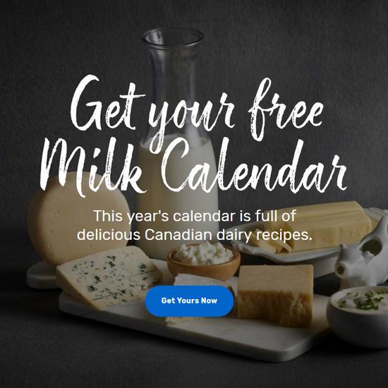  安省奶农协会免费赠送2019年加拿大奶制品年历！