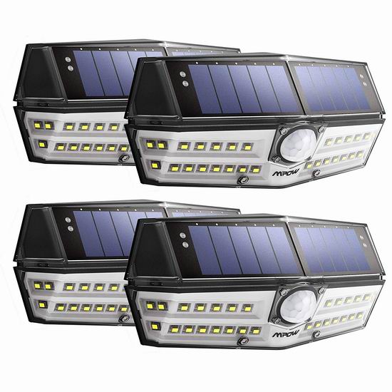  Mpow 30 LED 超亮 太阳能防水运动感应灯4件套5.9折 35.53加元包邮！