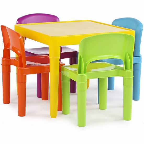 Tot Tutors 彩色塑料 儿童桌椅5件套 79.14加元包邮！