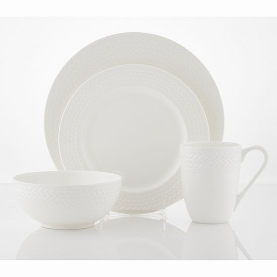  Mikasa Tate 简约白色骨瓷餐具40件套装2.1折 169.99加元包邮！