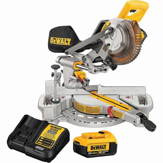  DEWALT 得伟 DCS361M1 20V Max 7.25英寸无绳斜切锯（含电池）7.8折 498.99加元包邮！
