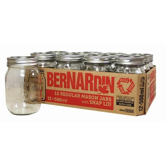  历史最低价！Bernardin 500ml 透明广口玻璃瓶12件套3.3折 9.87加元！