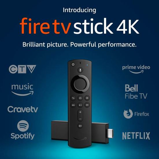  新品 Amazon Fire TV Stick 4K超高清电视棒 44.99加元包邮！带Alex语音遥控！