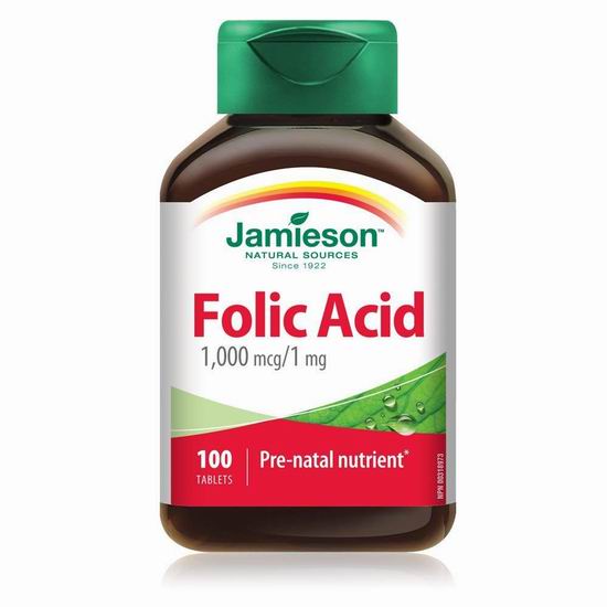  Jamieson 健美生 Folic Acid 叶酸片（1mg x 100片） 5.69加元