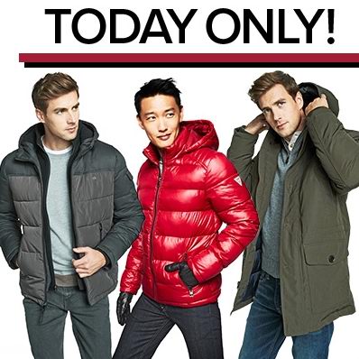  今日闪购：精选 Tommy Hilfiger、Guess、Calvin Klein 等男式防寒服全部仅售99.99加元包邮！CK真皮手套、围巾仅售24.99加元！