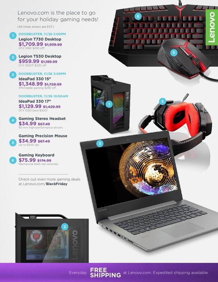 Lenovo 联想 黑五大促！精选笔记本电脑、台式机及配件等特价销售！IdeaPad 130s笔记本189.99加元！ThinkPad X1 Carbon笔记本4.5折！