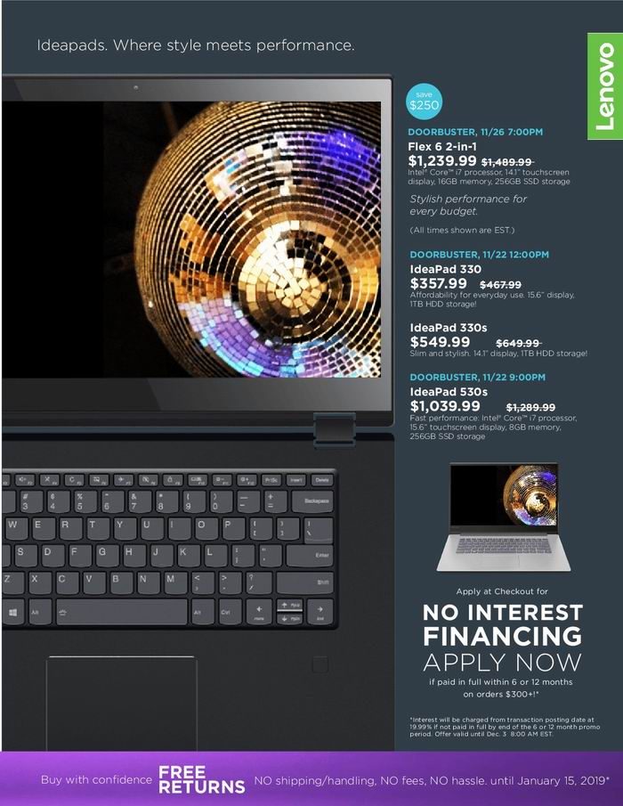 Lenovo 联想 黑五大促！精选笔记本电脑、台式机及配件等特价销售！IdeaPad 130s笔记本189.99加元！ThinkPad X1 Carbon笔记本4.5折！