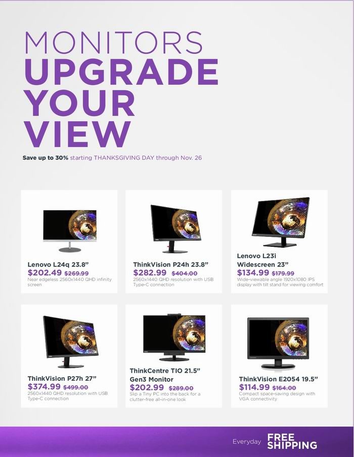 Lenovo 联想 黑五大促！精选笔记本电脑、台式机及配件等特价销售！IdeaPad 130s笔记本189.99加元！ThinkPad X1 Carbon笔记本4.5折！