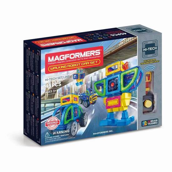  白菜价！Magformers  Walking Robot Car 步行机器人 百变提拉 磁力积木（45pcs）2.8折 50.89加元包邮！