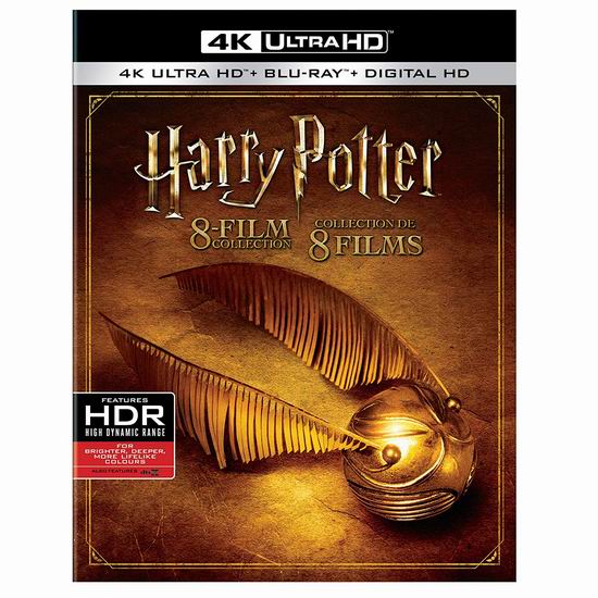  历史新低！《Harry Potter 哈利波特》4K超高清 8部影片 蓝光影碟全集5.1折 91.99加元包邮！