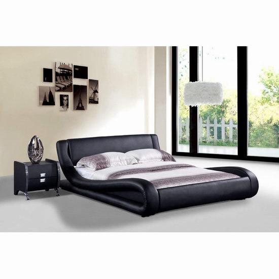  历史新低！US Pride Furniture Dona 时尚人造革Cal King床架5.4折 547.82-701.39加元包邮！两色可选！
