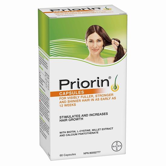  历史新低！Bayer 德国拜耳 Priorin 防脱发 生发胶囊（60粒）4.6折 13.99加元！