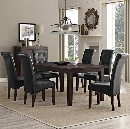  历史新低！Simpli Home Cosmopolitan 实木餐桌椅7件套5.9折 1813.81加元起！4色可选！