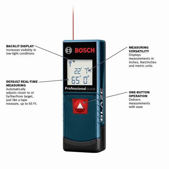 Bosch 博世 GLM 20 65英尺 专业激光测距仪5.9折 38.89加元包邮！