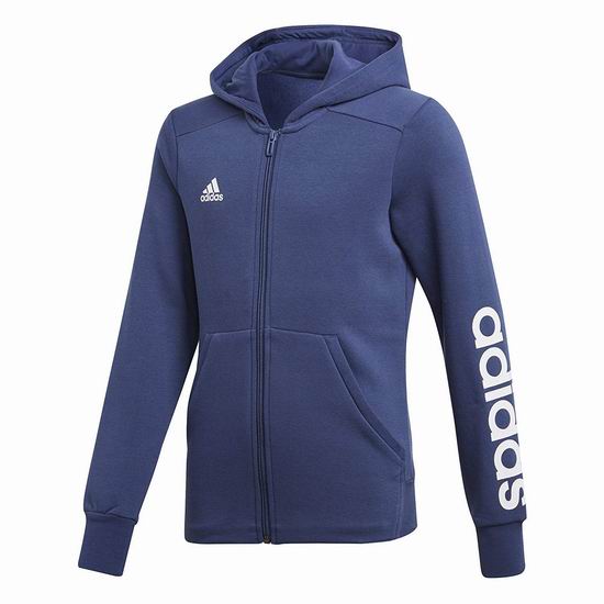  白菜价！adidas Essentials 3-Stripes Mid 女童连帽运动夹克（7码）2.2折 14.26加元清仓！