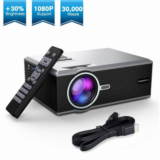  FLOUREON 便携式 1200流明 LED家庭影院投影仪 65.39加元限量特卖并包邮！
