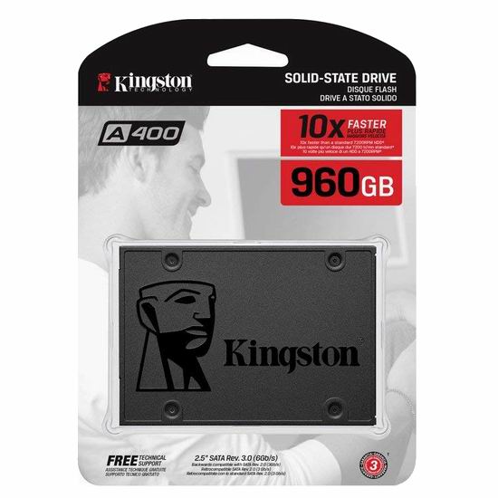  历史新低！Kingston 金士顿 A400 SSD 960GB 固态硬盘 159.99加元包邮！会员专享！