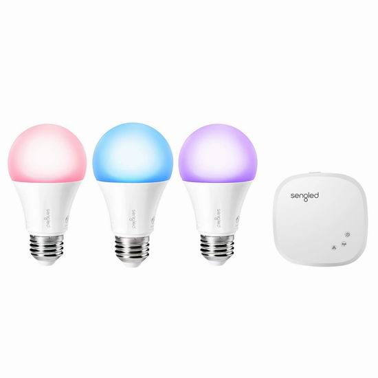  Sengled Element Color Plus 60瓦等效 可变色LED智能灯泡3+1超值套装5折 69.99加元限量特卖并包邮！