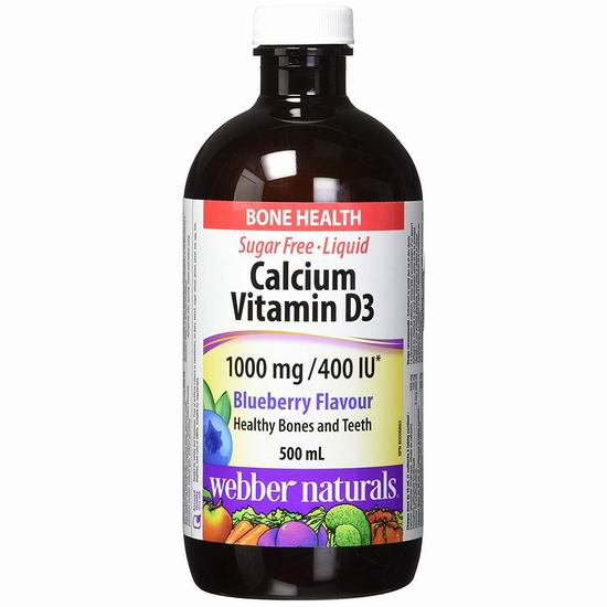  历史新低！Webber Naturals 伟博 蓝莓味 天然液体钙+维生素D（1000mg, 500ml）4.4折 7.97加元！