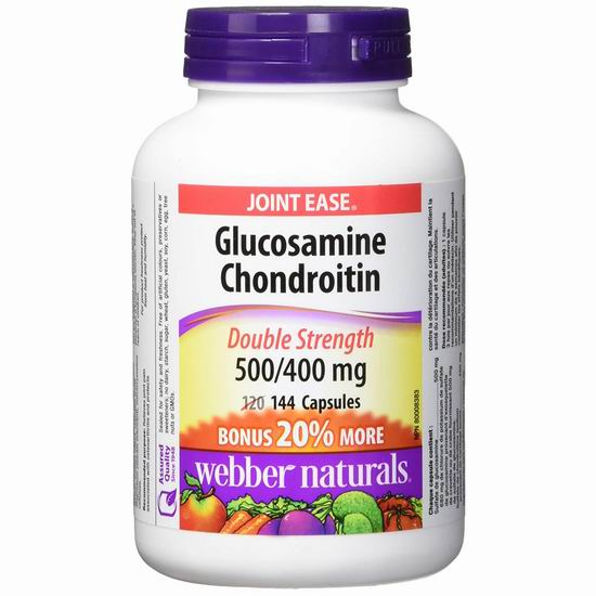  Webber Naturals 伟博 Glucosamine Chondroitin 强效配方 葡萄糖胺/维骨力+骨软素（900mg x 144片）5.6折 15.61加元！