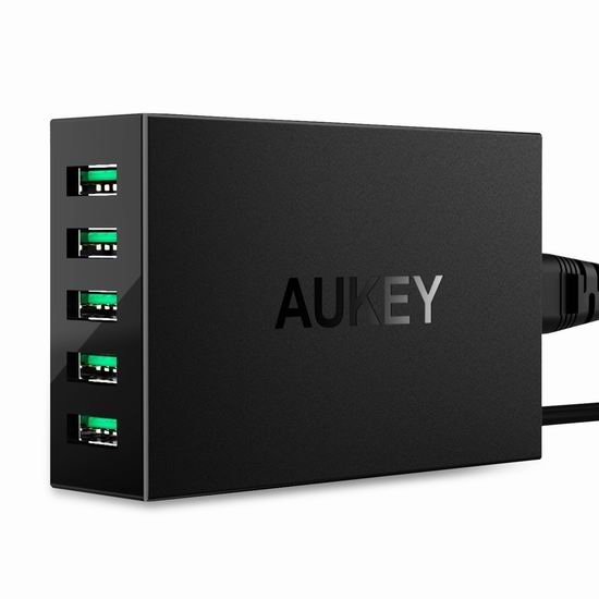  金盒头条：Aukey 50W/10A 5口大功率智能USB充电器3.6折 17.99加元！