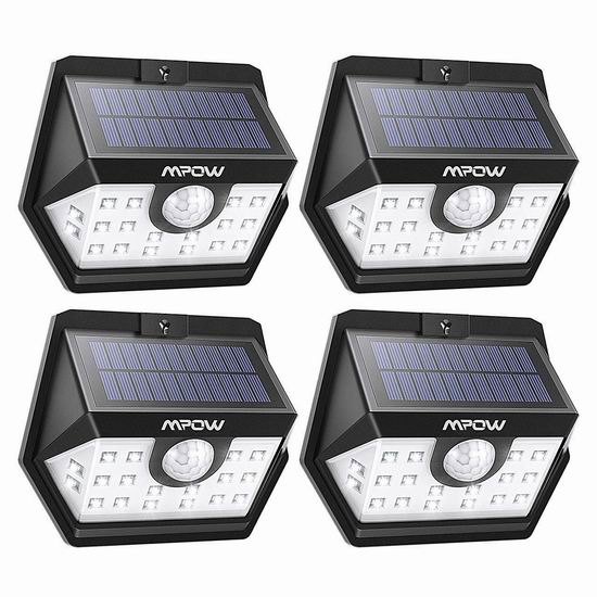  历史新低！Mpow 20 LED 太阳能防水运动感应灯4件套4.7折 24.99加元！